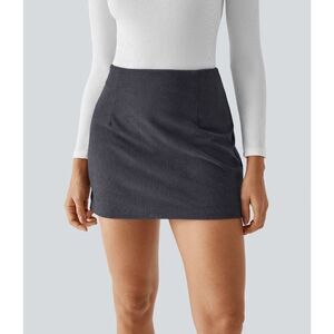 NWT Size XL Halara High Waisted Invisible Zipper 2-in-1 A Line Mini Corduroy Cas